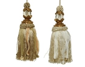 TASSEL TREE DECORATION WITH ACRYLIC BEAD 2 COLOURS 30CM