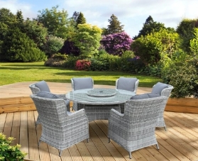 VERONA DELUXE 6 SEAT DINING SET WITH ICE BUCKET & CUSHIONS